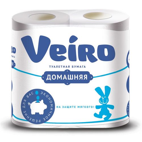 Туалетная бумага Veiro «Домашняя», 2 слоя, белая, 4 рулона от производителя в Кирове