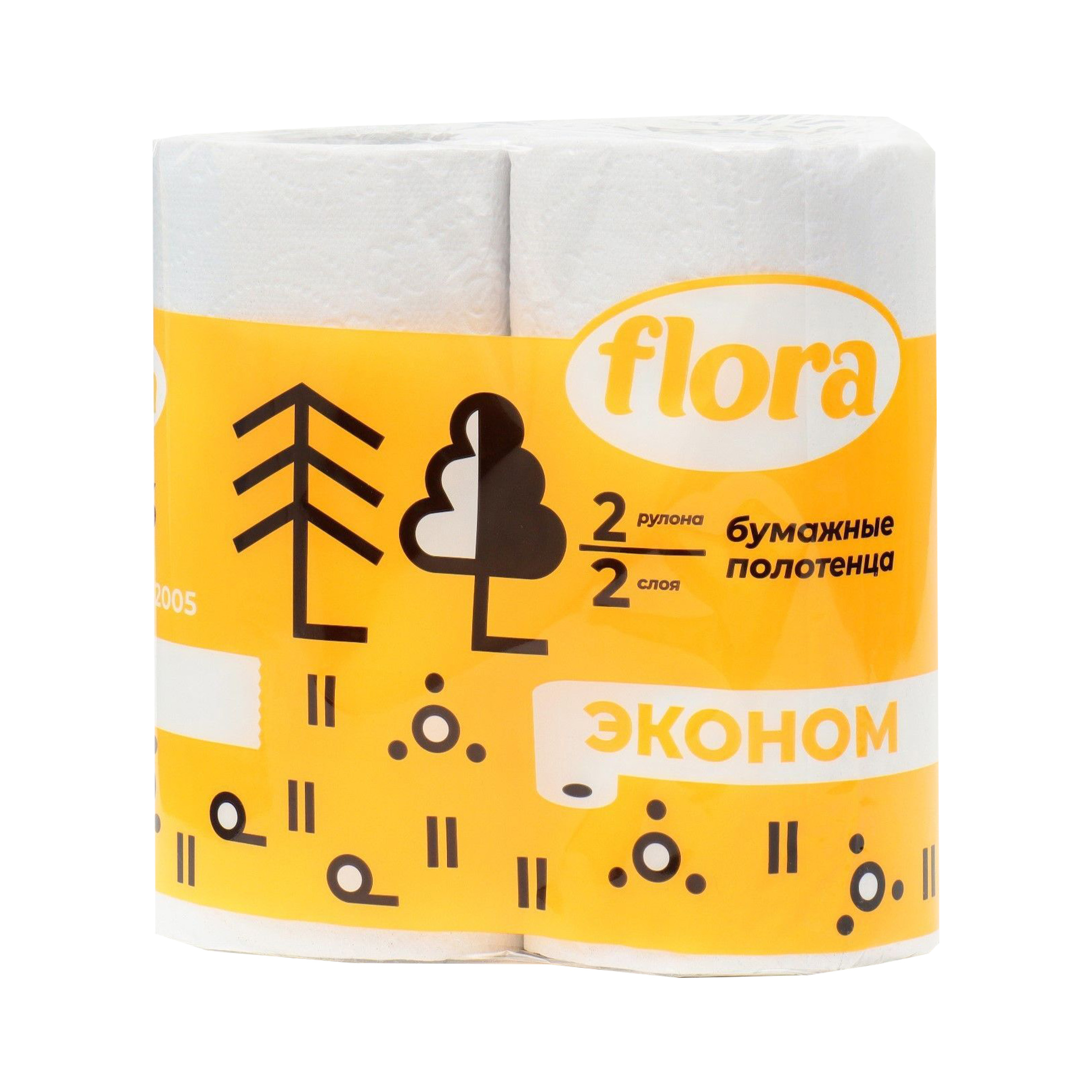 Полотенца бумажные Flora, 2 слоя, 2 рулона по 12,5 м от производителя в Кирове