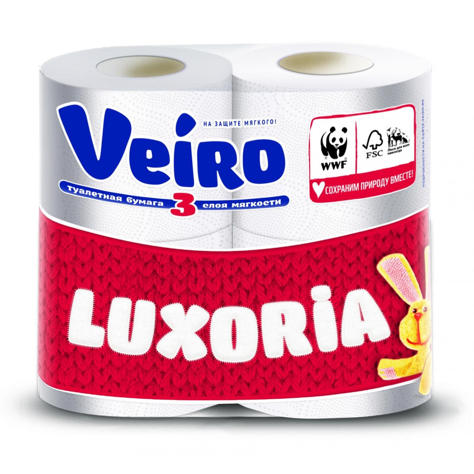 Туалетная бумага Veiro Luxoria, 3 слоя, белая, 4 рулона от производителя в Кирове