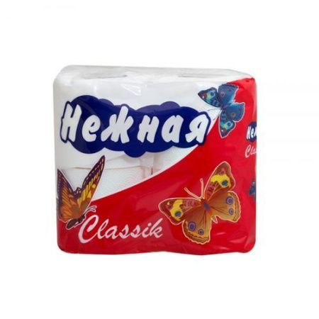 бумага туалетная НЕЖНАЯ белая 2-сл/4