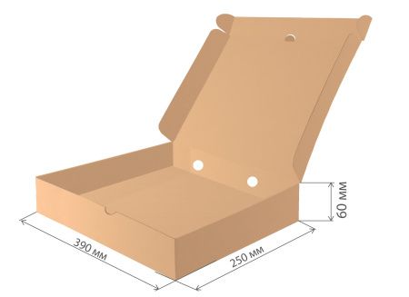 коробка под пиццу микрогофрокартон 390х250х60 бур/бур