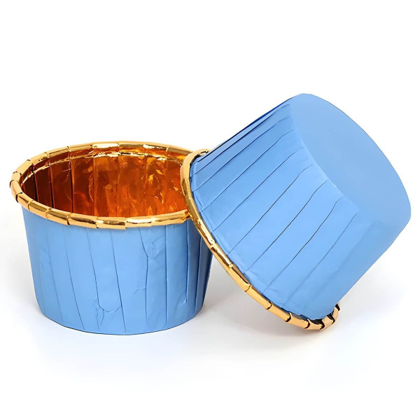 форма бум. Маффин 50х39 голубая-золотая