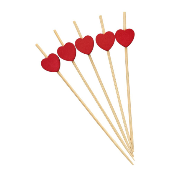 пика бамбук Сердца (красное) 12 см/100*