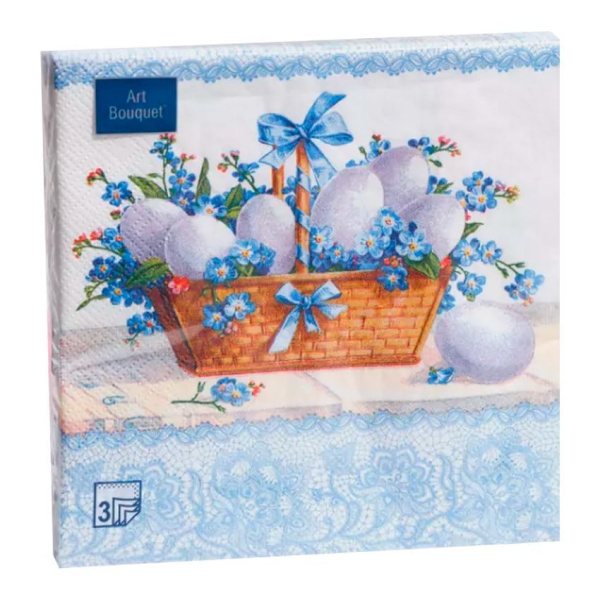 салфетки 3-сл 33х33 БУКЕТ Пасхальная корзина /20