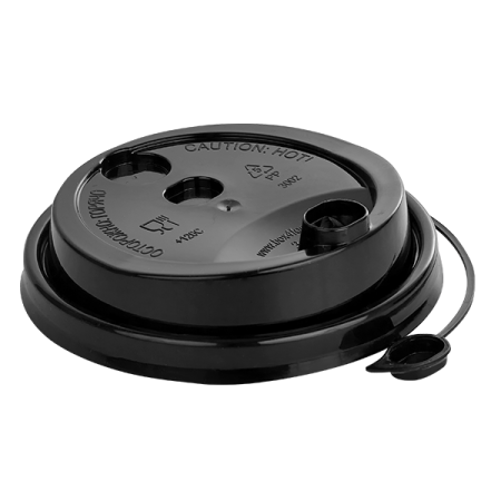 крышка д/стакана 250мл d=80мм черная с питейником ПП