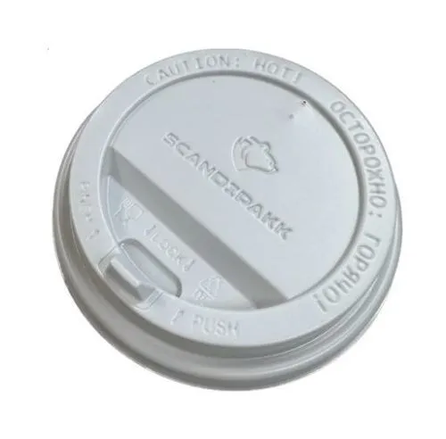 крышка д/стакана 300,400мл d=90мм белая с питейником Скандипакк *